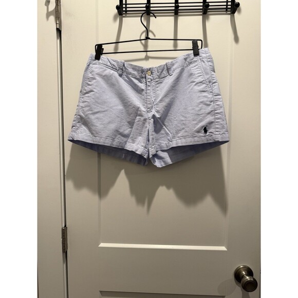 Ralph Lauren Women's Blue Cotton Chino Shorts Sz 8 Preppy Coastal Nautical - Picture 1 of 4
